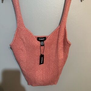 Express Pink Ribbed Sleeveless Crop Tank Top
